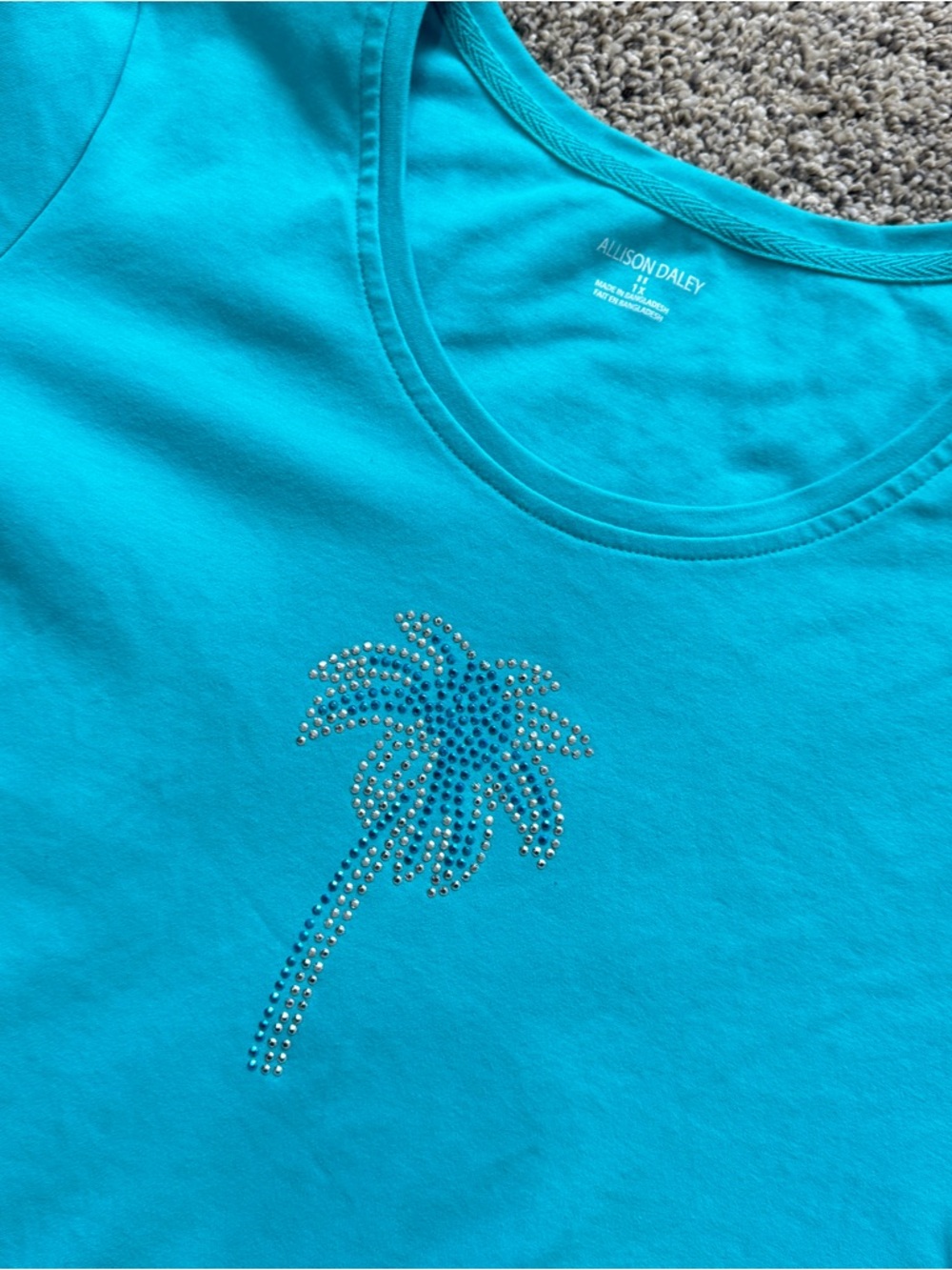Turquoise Palm Rhinestone Tee - Picture 2 of 5